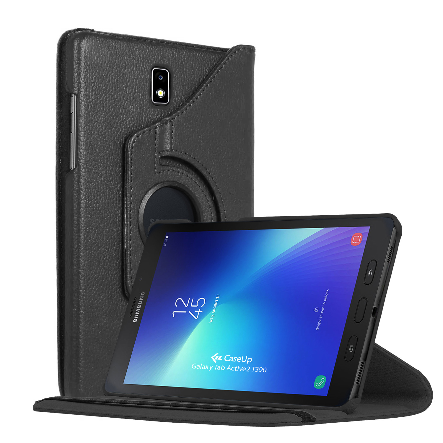 CaseUp Samsung Galaxy Tab Active2 T390 Kılıf 360 Rotating Stand Siyah